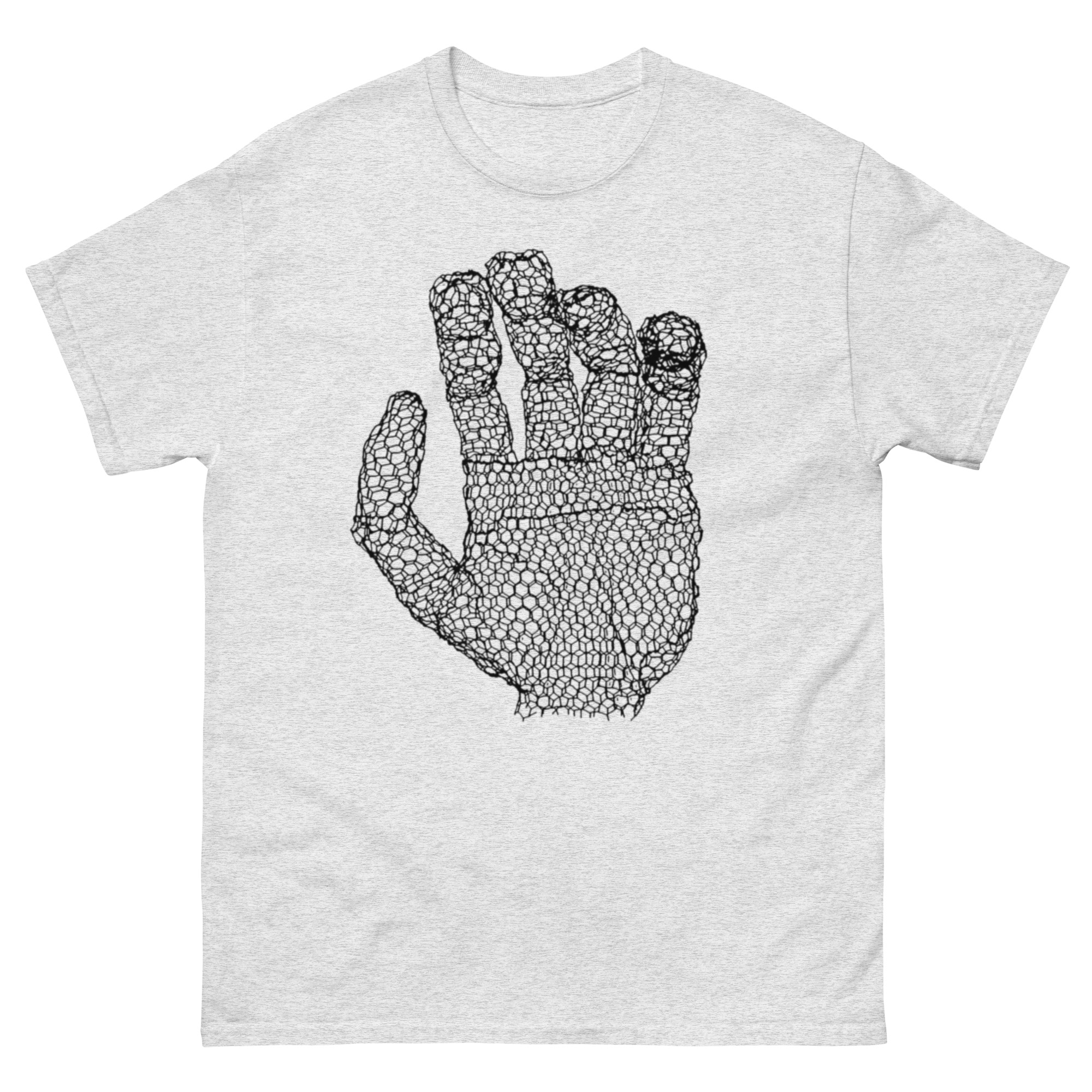 unisex-classic-tee-ash-front-68c7eb201c639.jpg ChickenWired Hand sculpture T-shirt - Image 5