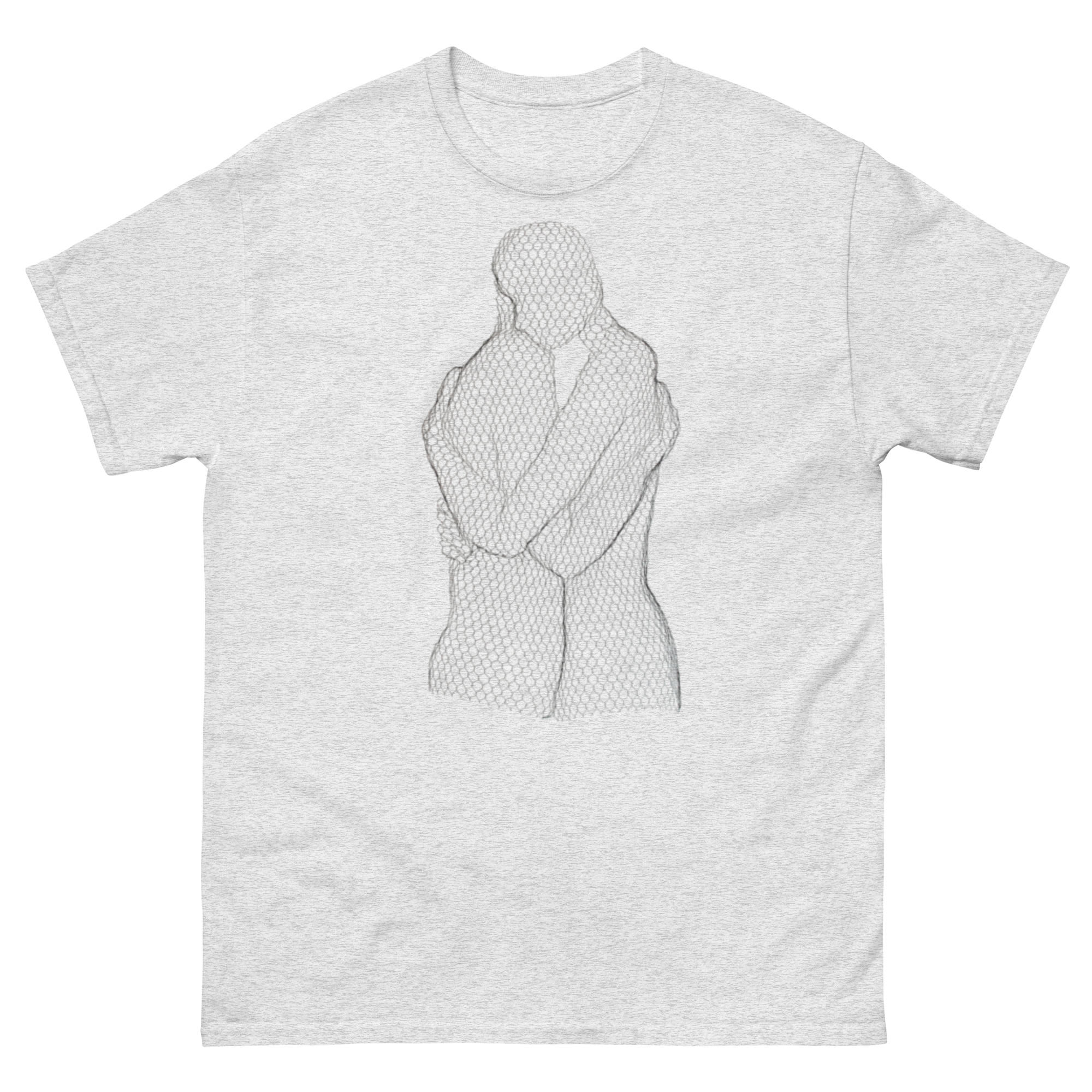 unisex-classic-tee-ash-front-68c7ec27d9702.jpg ChickenWired Peace sculpture T-shirt - Image 4