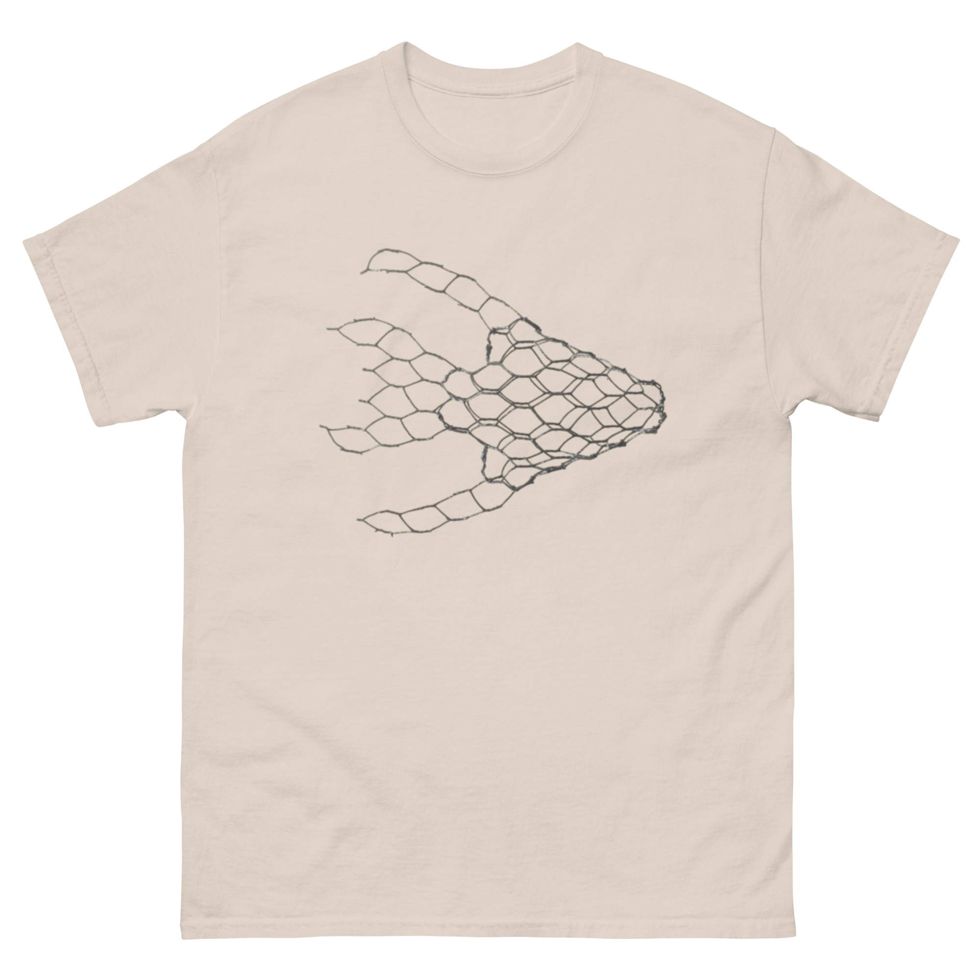 unisex-classic-tee-natural-front-68c7de4ad6989.jpg ChickenWired Angel fish sculpture T-shirt - Image 4