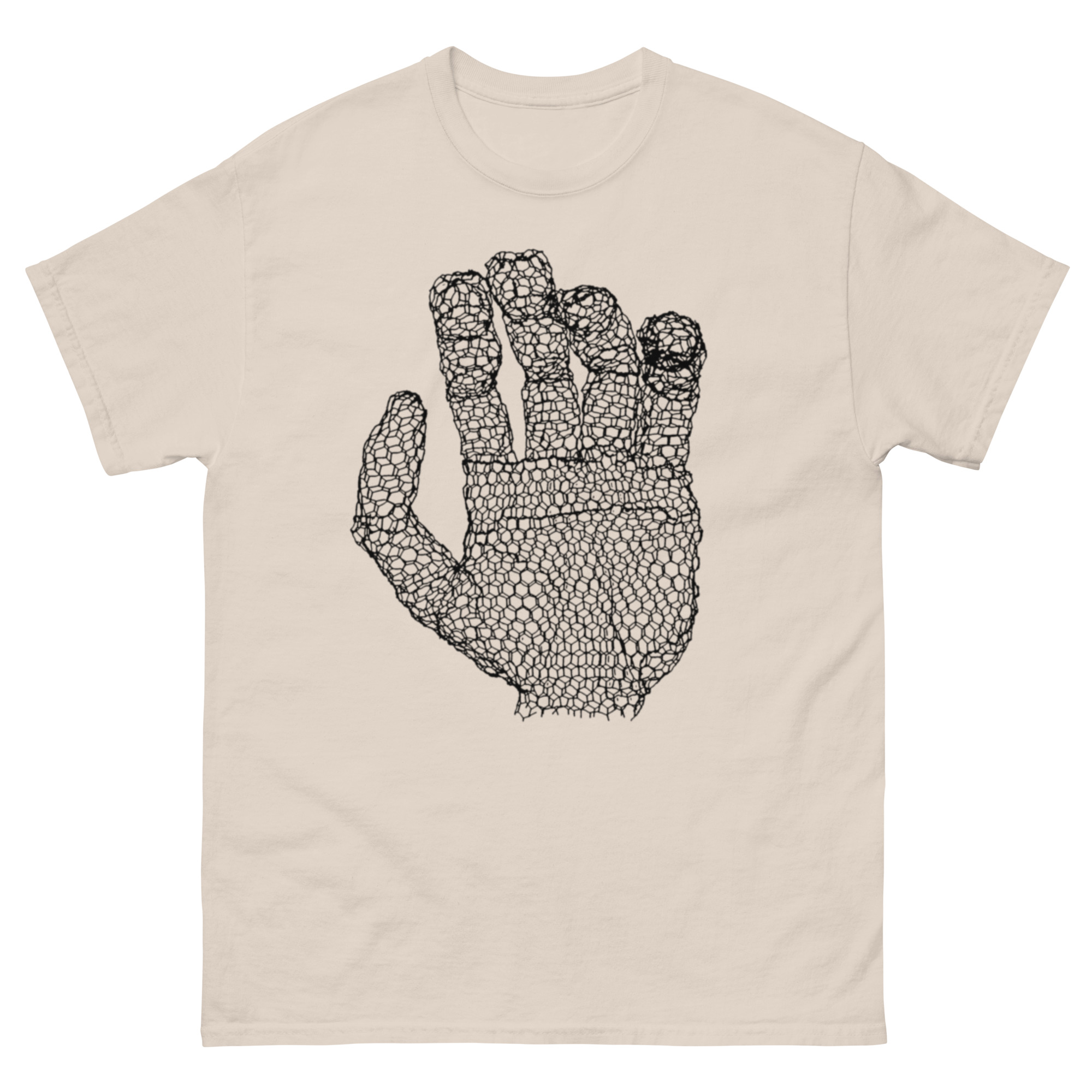 unisex-classic-tee-natural-front-68c7eb201a6e6.jpg ChickenWired Hand sculpture T-shirt - Image 4
