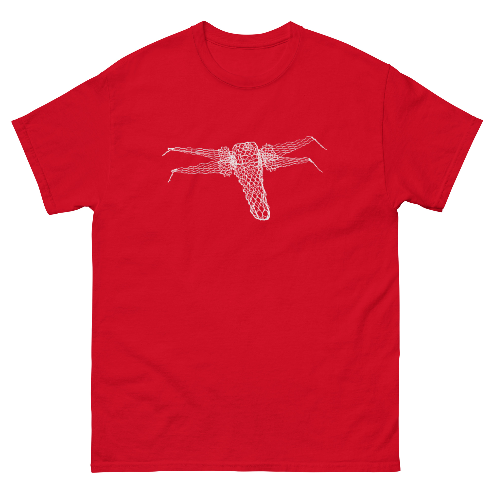 unisex-classic-tee-red-front-68c8156fa5299.jpg ChickenWired Hero space ship sculpture T-shirt - Dark T-shirt style - Image 4