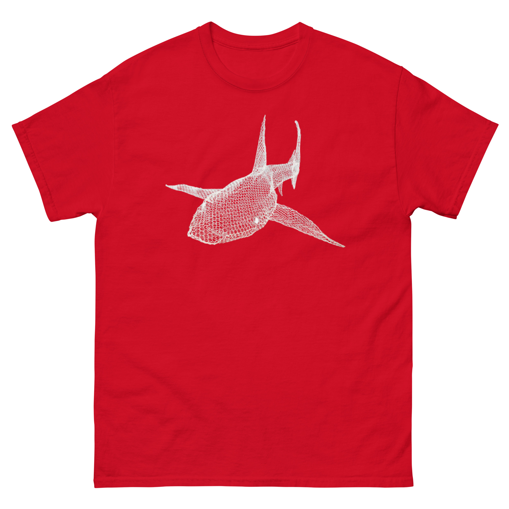 unisex-classic-tee-red-front-68c816a49e754.jpg ChickenWired Shark sculpture T-shirt - Dark T-shirt style - Image 5