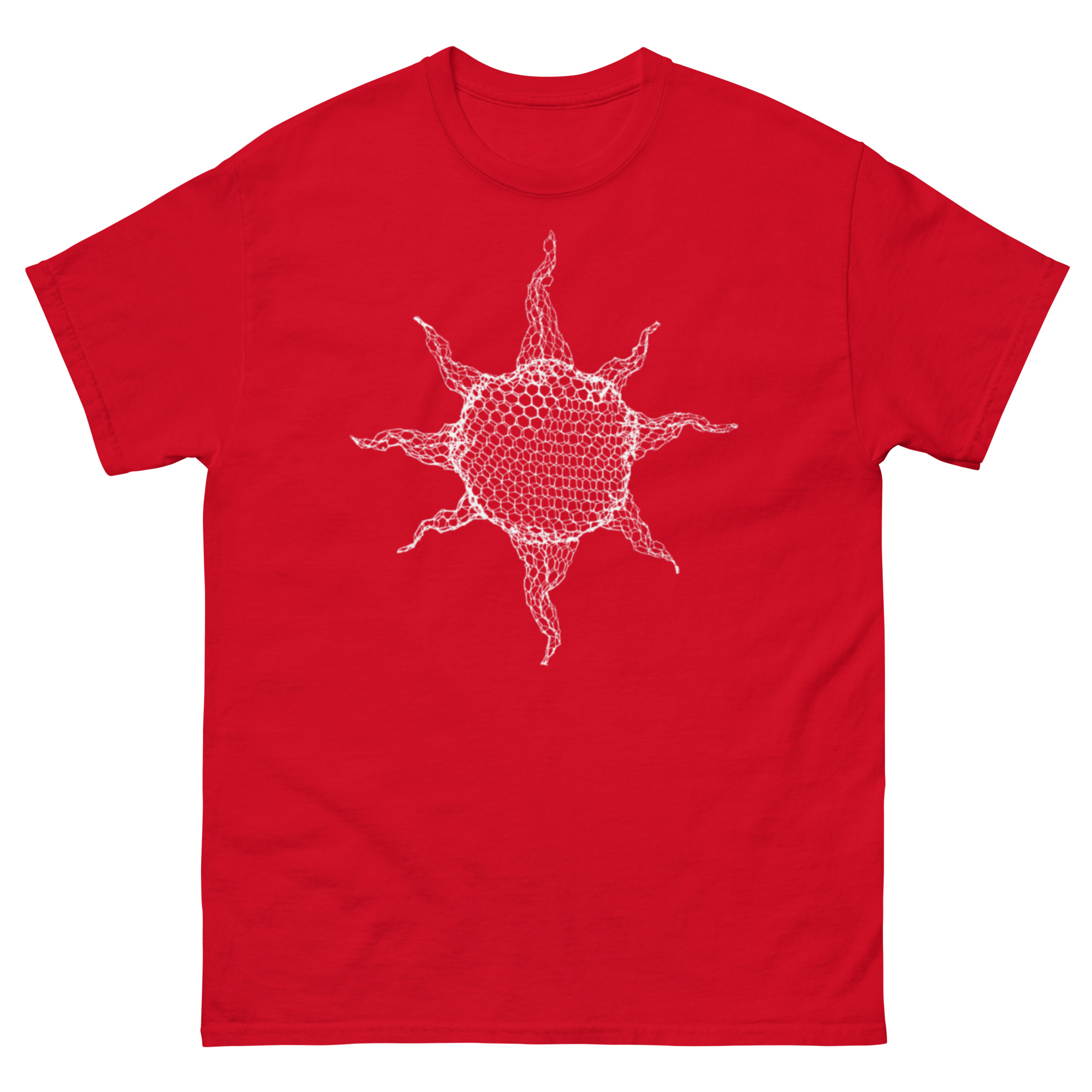 unisex-classic-tee-red-front-68c819531c2f0.jpg ChickenWired Sun sculpture T-shirt - Dark T-shirt style - Image 4