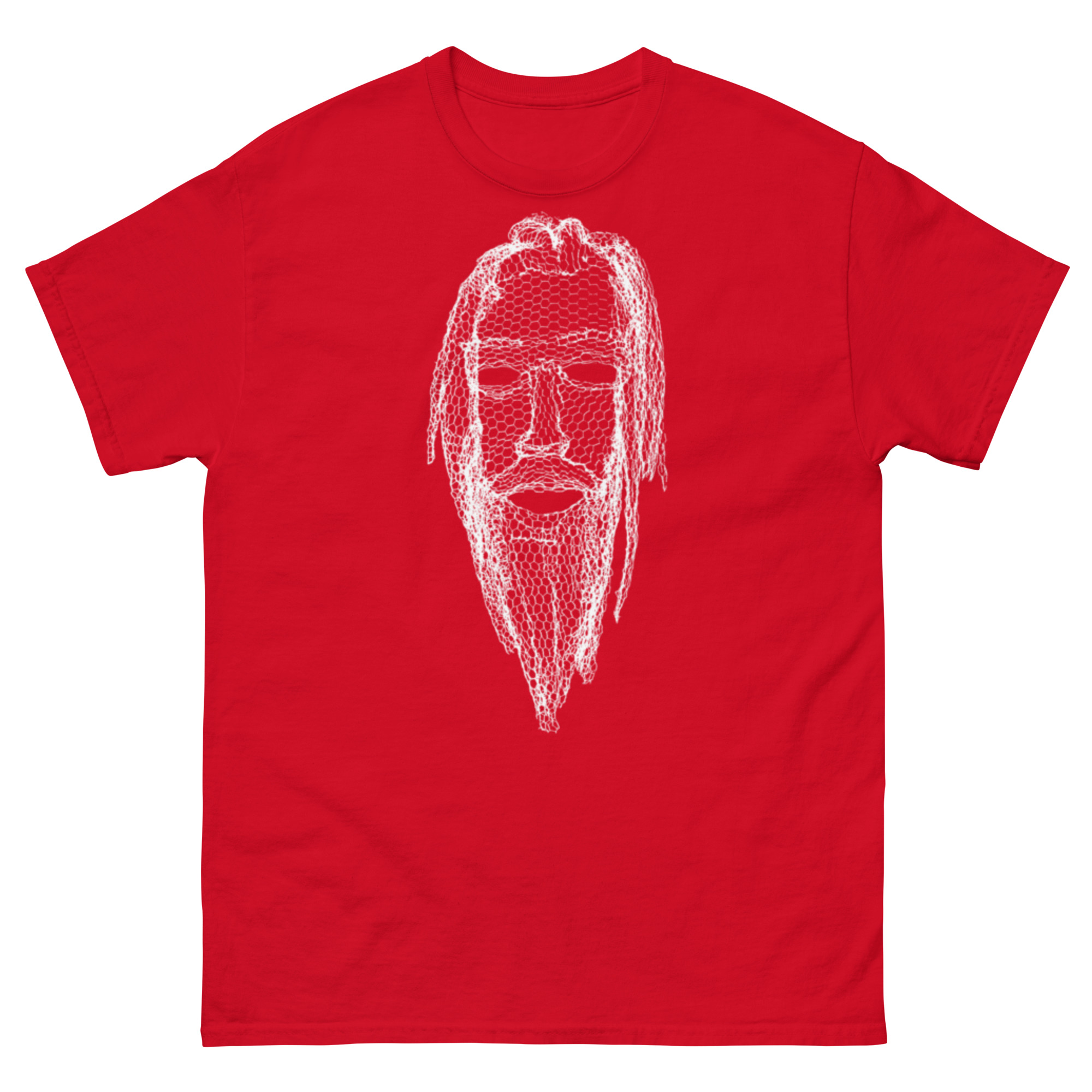 unisex-classic-tee-red-front-68c8199c606bc.jpg ChickenWired Wireman sculpture T-shirt - Dark T-shirt style - Image 4