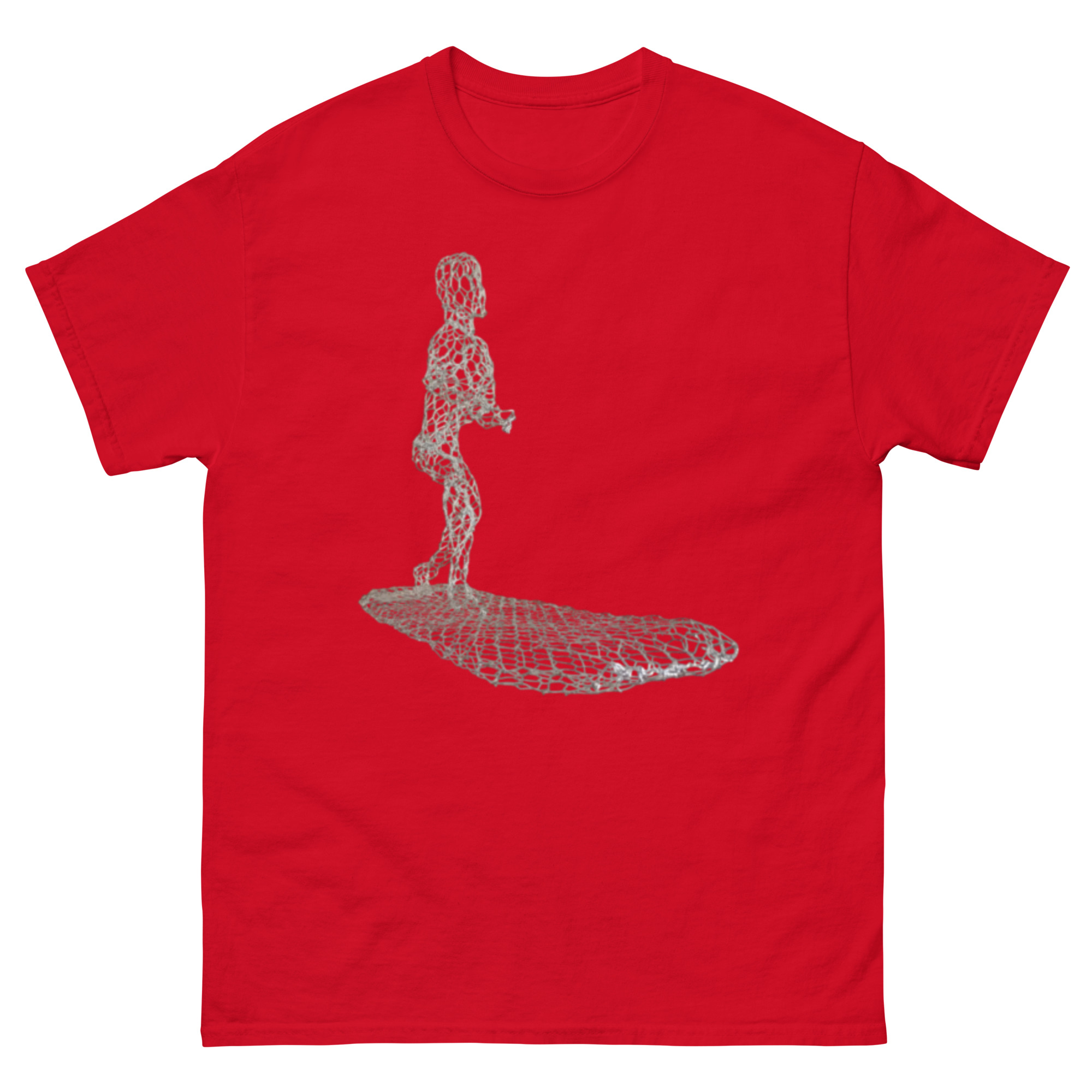 unisex-classic-tee-red-front-68c81adb5aa93.jpg ChickenWired Surfer sculpture T-shirt - Dark T-shirt style - Image 5