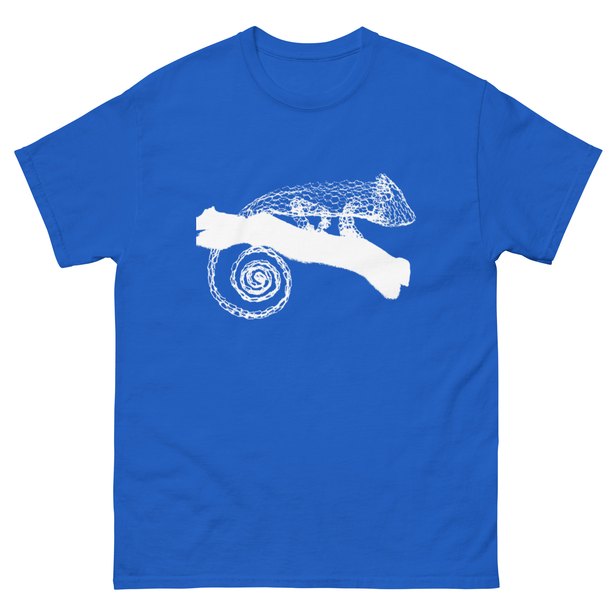 unisex-classic-tee-royal-front-68c8184901f7a.jpg ChickenWired Chameleon sculpture T-shirt - Dark T-shirt style - Image 5