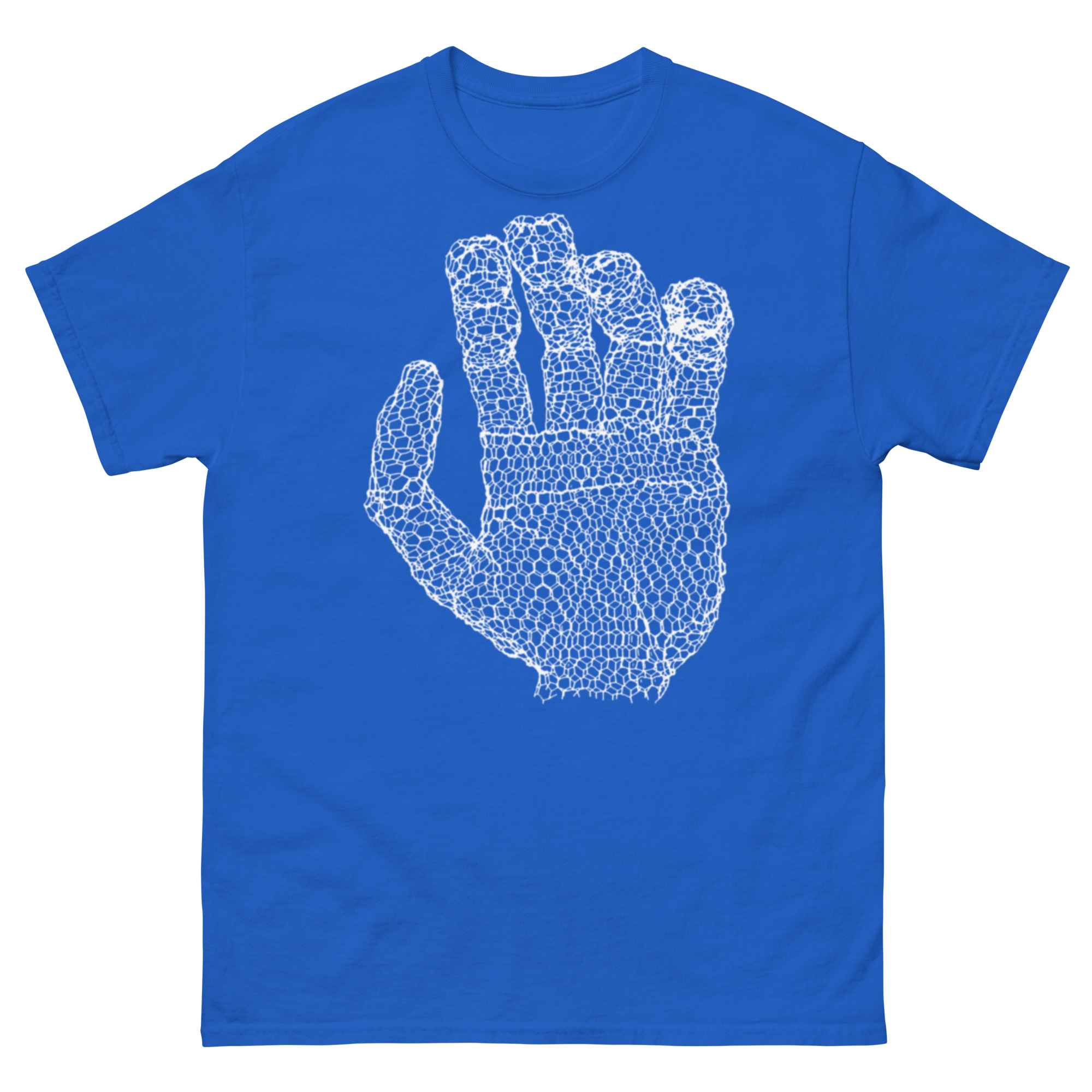 unisex-classic-tee-royal-front-68c81900dd629.jpg ChickenWired Hand sculpture T-shirt - Dark T-shirt style - Image 4
