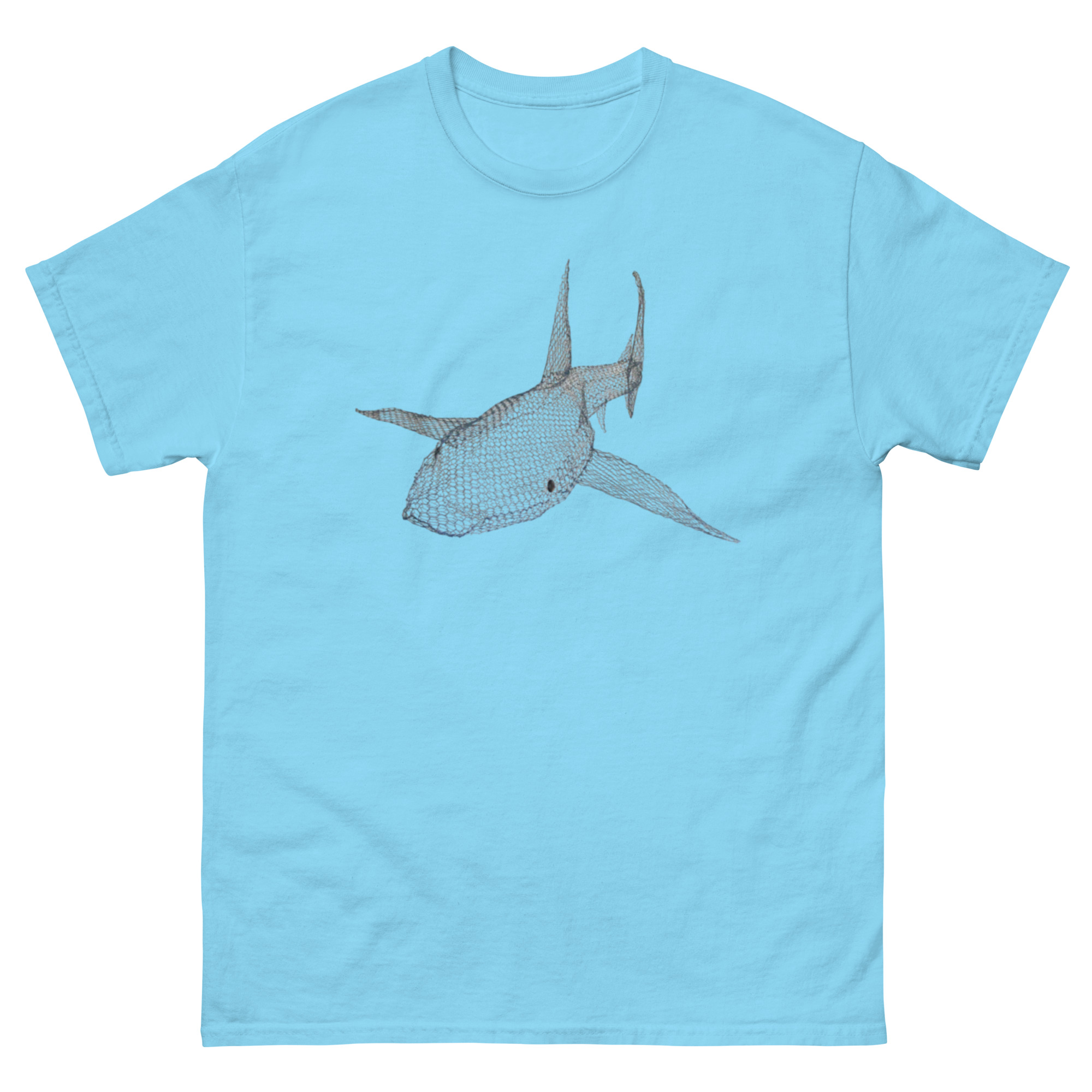 unisex-classic-tee-sky-front-68c7e000f1ccd.jpg ChickenWired Shark sculpture T-shirt - Image 3