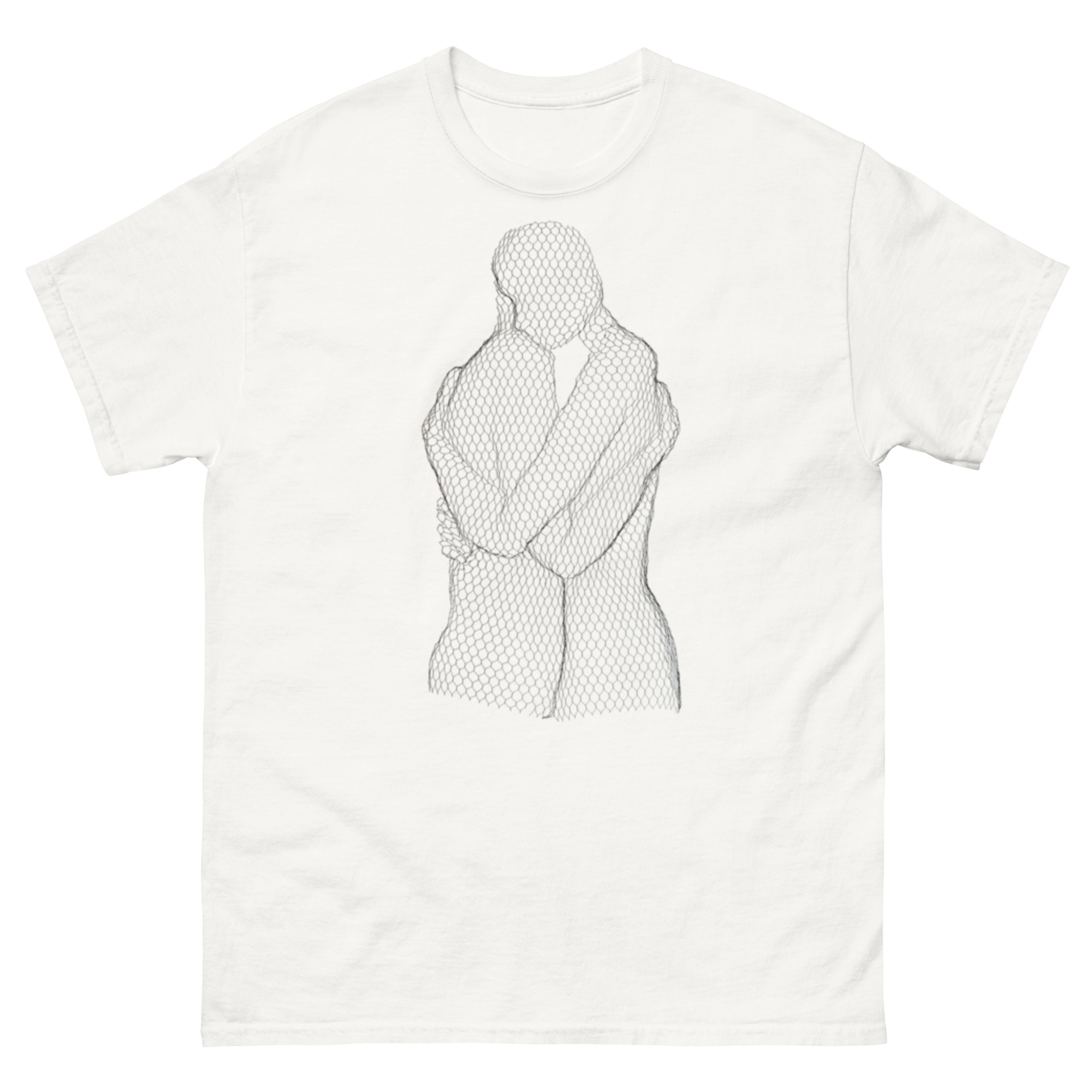 unisex-classic-tee-white-front-68c3c2f9eb48a.jpg ChickenWired Peace sculpture T-shirt - Image 1